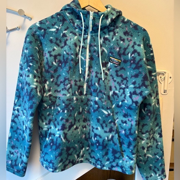 L.L. Bean Teal & Blue Fleece Hoodie - Picture 1 of 3